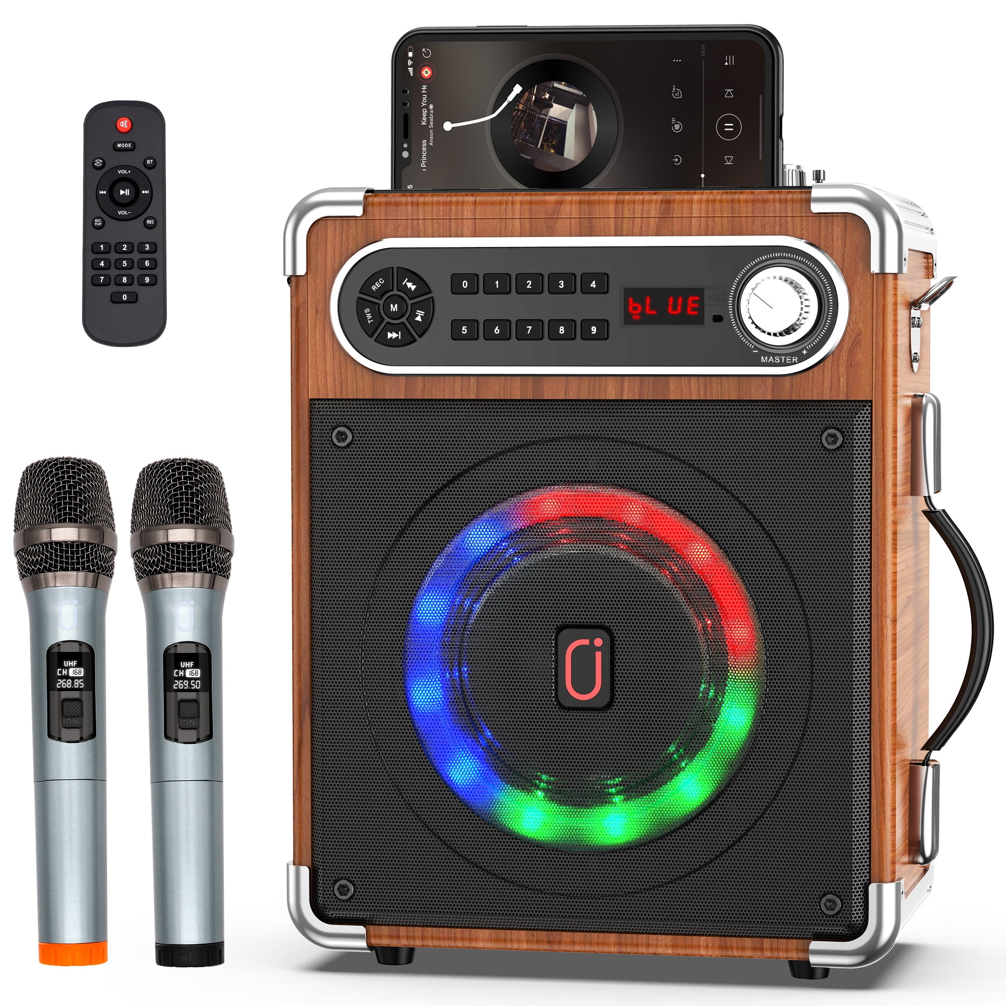 JYXS55 Singing Karaoke Machine, Bluetooth Speaker with 2 Karaoke