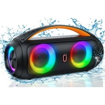 JYX Waterproof Bluetooth Speaker, Wireless Home Speaker with RGB Lights, Deep Bass, Portable Outdoor Speaker for Pool Beach Party