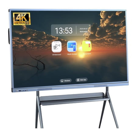 JYXCN 4K Smart Board 55 Inch All-in-One Touch Screen, Interactive Whiteboard with Dual System & Cloud Sharing Great for Classroom, Office & Presentations