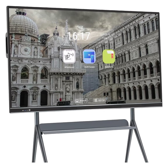 JYXCN 75 inch Pro Smart Board Electronic Whiteboard Reverse Control IR Touch Rotatable 4K Monitor Wireless 5G/WiFi Connectivity for Digital Signage, School & Conferences