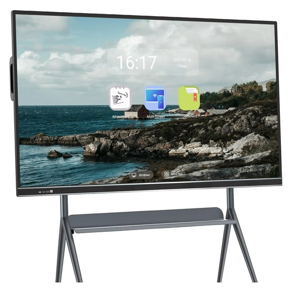 JYXCN 75inch Interactive Whiteboard Pro Reverse Control IR Touch Rotatable 4K Monitor Wireless 5G/WiFi Connectivity for Digital Signage, School & Conferences