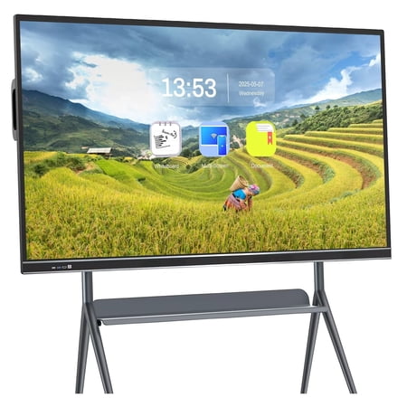 JYXCN Interactive Smart Board, 75"4K Touch Screen Digital Electronic Calendar All-In-One Smartboard Touchscreen Dual OS for School & Business