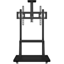 JYXCN Rolling TV Cart, Height Adjustable Shelf Rolling Floor TV Stand for 42-75 Inch Screens Up to 176 lbs, Mobile TV Stand with Wheels for living Room, Office and Classroom