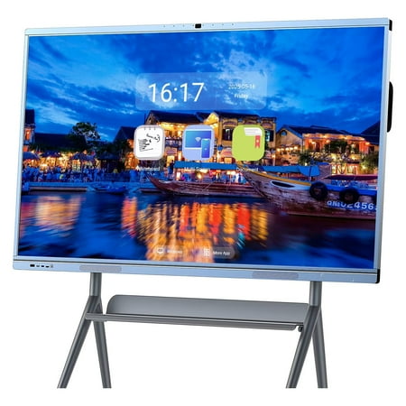 JYXCN Touch Screen Board, Digital Electronic All-In-One Computer Touch Whiteboard and Screen Mirroring, 65 Inch 2160P Monitor Built-In Camera Player for Advertisin