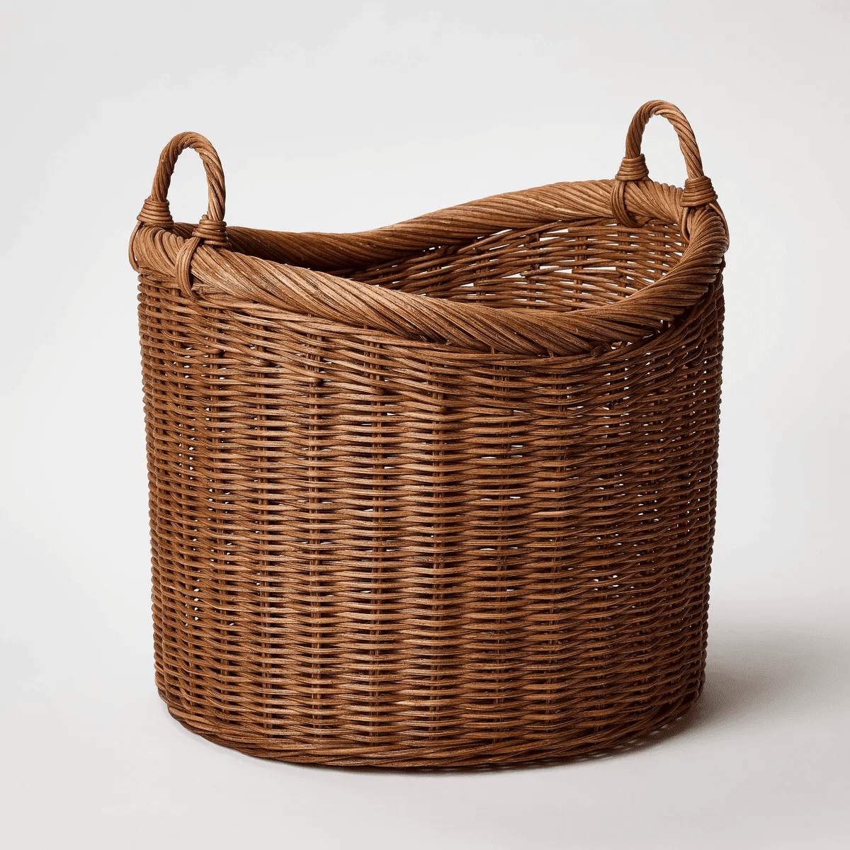 JYY Round Vintage French Tall Wicker Basket, Handcrafted Natural Woven ...