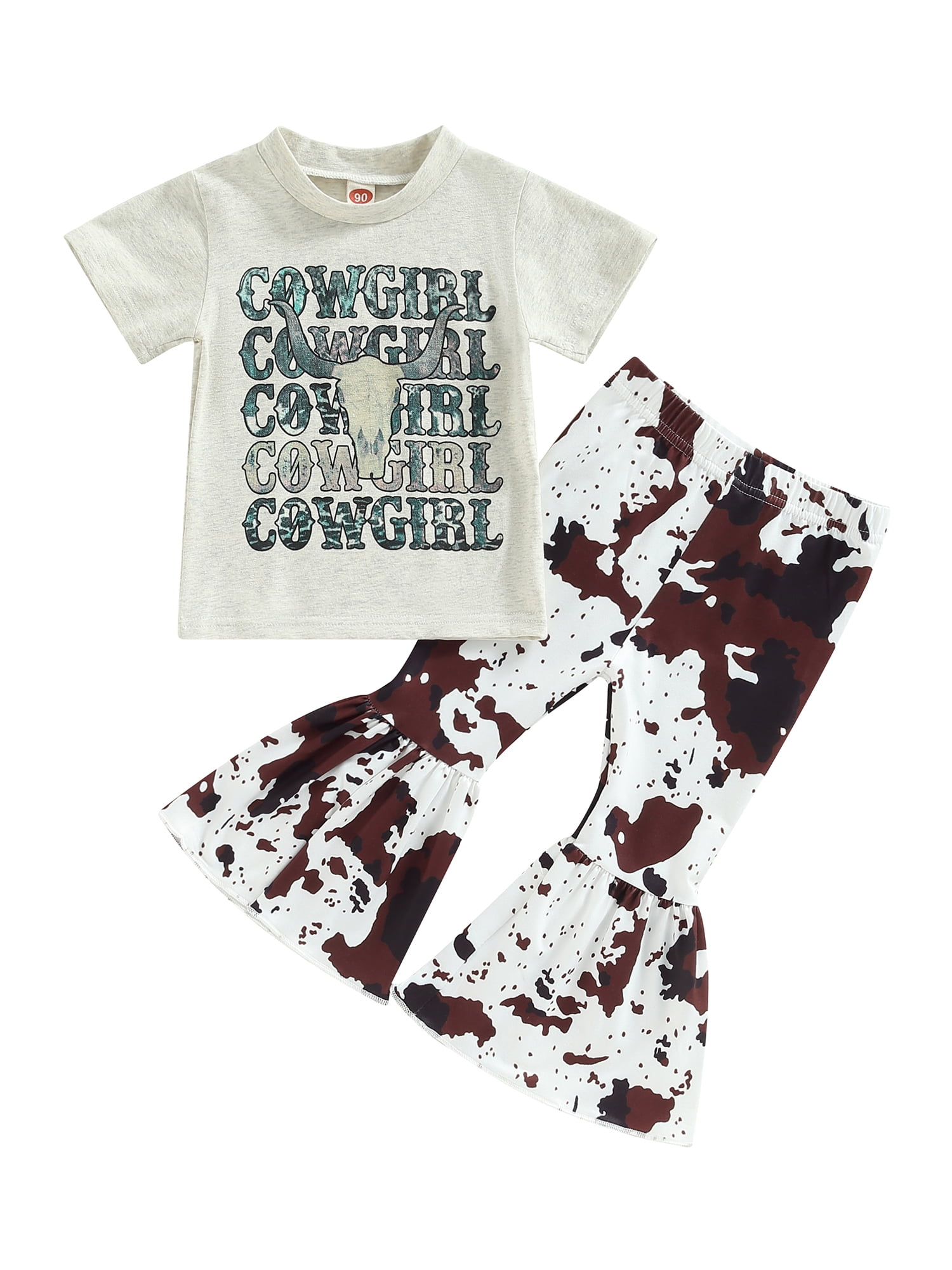 JYYYBF 16 Years Toddler Baby Girl Western Outfit Cow Print Short