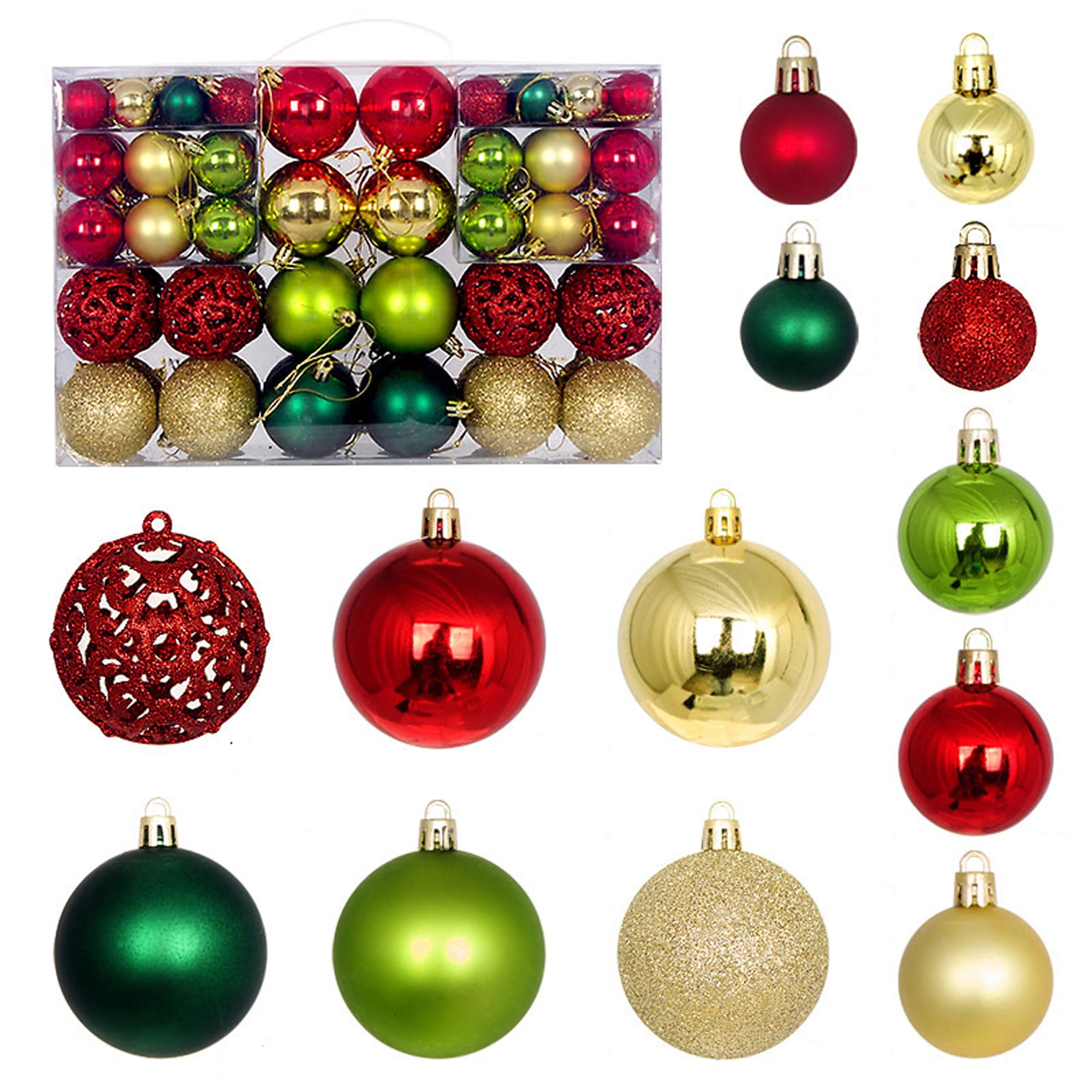 JYYYBF 100Pcs Christmas Tree Balls Ornaments Set Shiny Shatterproof Hanging Balls Glitter