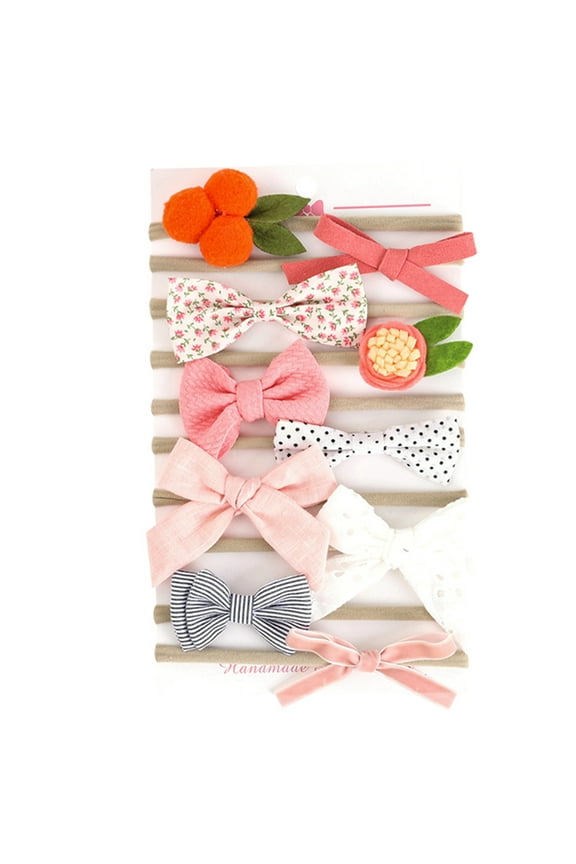 10Pcs Baby Girl Headbands and Hair Bows, Stretchy Nylon Hairbands for Newborn, Infant, Toddlers