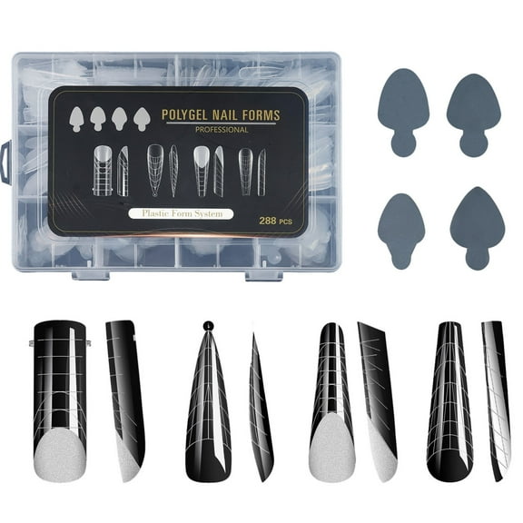 JYYYBF 288pcs Poly Gel Nail Forms, Transparent Nail Extension Forms DIY Nail Art Supplies