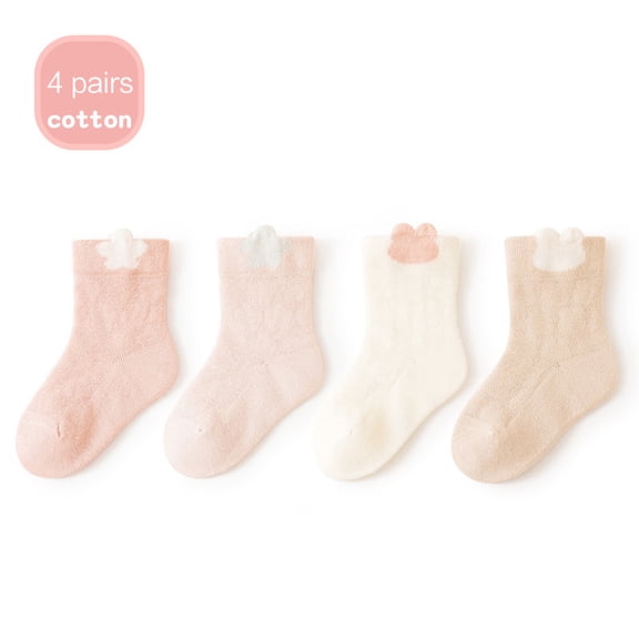JYYYBF 4 Pairs Baby Socks for Girls Boys Rabbit Pattern Summer Mesh Thin Cute Socks Short Toddler Socks