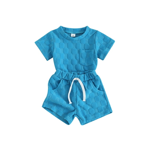 JYYYBF Baby 2 Pcs Outfits Checkerboard Pattern Short Sleeve T-Shirt and Elastic Shorts Set for Toddler Girl Boy Cute Clothes