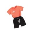 thumbnail image 1 of JYYYBF Baby Boy 2 Piece Summer Outfits, Round Neck Short Sleeve Letter Print Tops + Elastic Waist Shorts Infant Toddler Clothes Set, 1 of 1