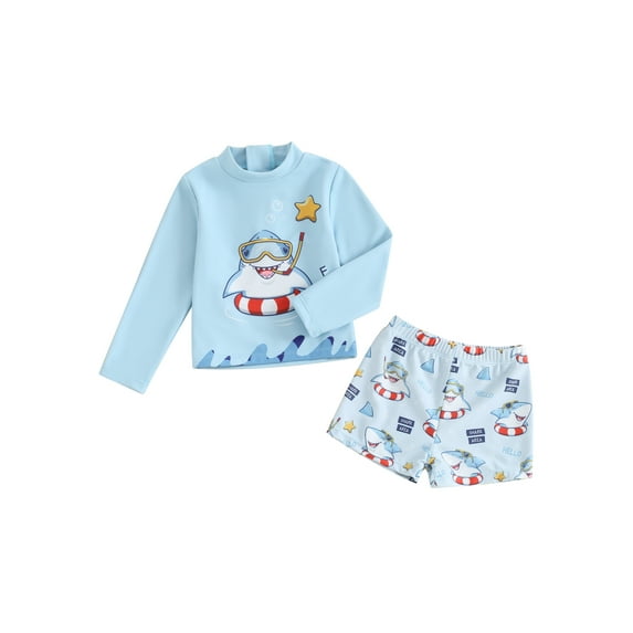 JYYYBF Baby Boys Rash Guard Set, Dinosaur Tree Print Short Sleeve T-shirt with Shorts Swimsuit Summer Swimwear