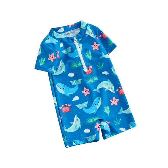 JYYYBF Baby Boys Rash Guard, Short Sleeve Turtle Dolphin Print Swimsuit Jumpsuit Summer Swimwear