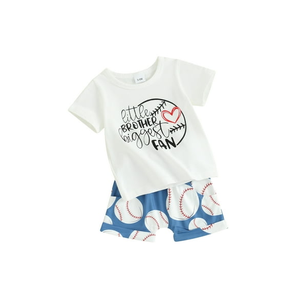 JYYYBF Baby Boys Shorts Set, Short Sleeve Letters Print T-shirt with Baseball Print Shorts Summer Outfit
