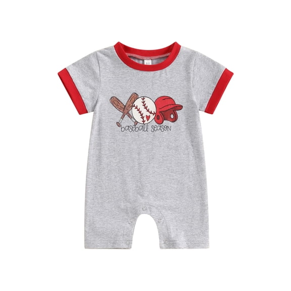 JYYYBF Baby Boys Summer Romper Infant Short Sleeve Crew Neck Baseball Print Casual Jumpsuit
