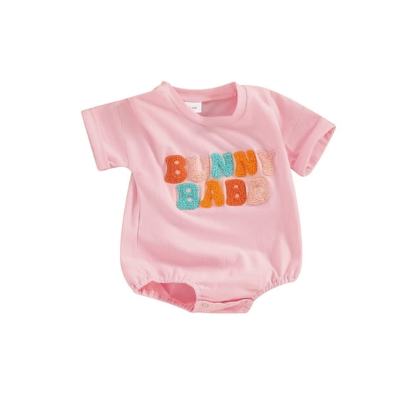 JYYYBF Baby Bubble Romper Colorful Letter Embroidery Rolled Up Short Sleeve Bodysuit Infant Summer Tops