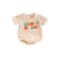 thumbnail image 1 of JYYYBF Baby Bubble Romper Colorful Letter Embroidery Rolled Up Short Sleeve Bodysuit Infant Summer Tops, 1 of 8