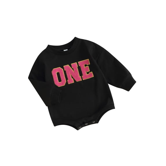JYYYBF Baby Girl Long Sleeve Romper Casual Round Neck Letter Embroidery Jumpsuit Birthday Outfits for Infant Toddler Girl