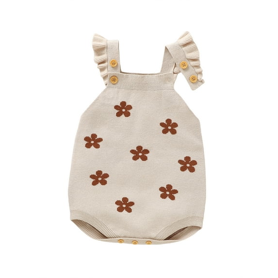 JYYYBF Baby Girls Autumn Winter Romper Sleeveless Button Floral Jacquard Sweater Cami Rompers Overalls