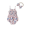 thumbnail image 1 of JYYYBF Baby Girls Fourth of July Outfits Sleeveless Strap Romper + Bow Headband Set Newborn Clothes, 1 of 7
