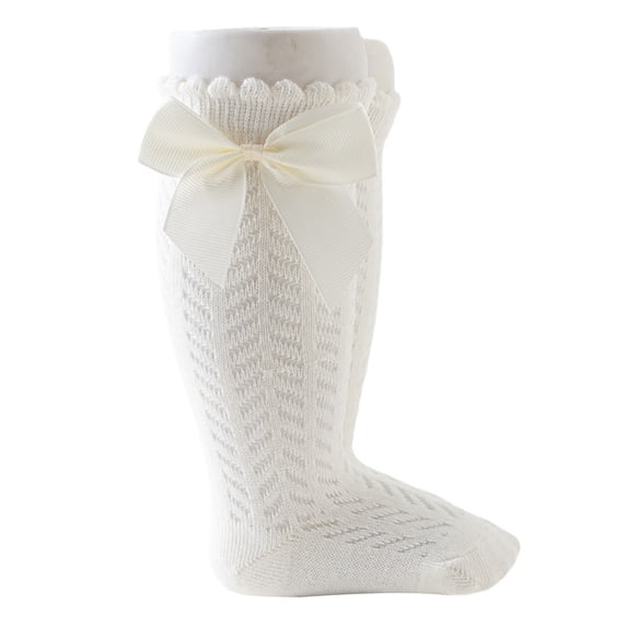 JYYYBF Baby Girls Knee High Socks, Elastic Bow Socks Soft Lightweight Mesh Socks Long Socks