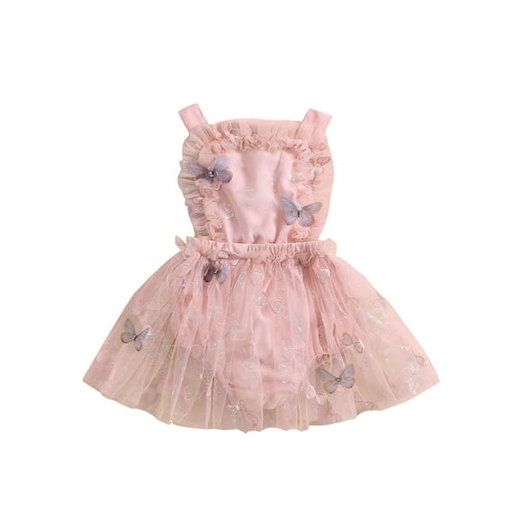 JYYYBF Baby Girls Rompers Dress Dot Butterfly Sleeveless Straps Backless Tulle Skirt Hem Infant Bodysuits Summer Clothes