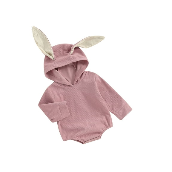 JYYYBF Baby Girls and Boys Corduroy Romper Cute 3D Rabbit Ear Long Sleeve Hooded Jumpsuit Infant Toddler Easter Clothes