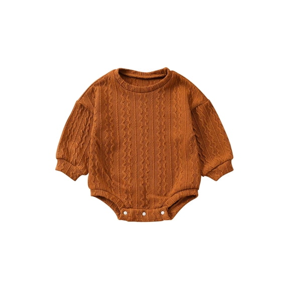 JYYYBF Baby Knit Romper, Long Sleeve Crew Neck Solid Fall Bodysuit Sweater for Casual Daily