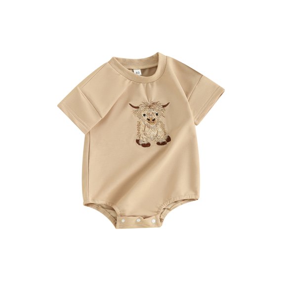 JYYYBF Baby Summer Romper Newborn Western Cow Head Pattern Short Sleeve Jumpsuit for Toddler Boy Girls Cute Clothes