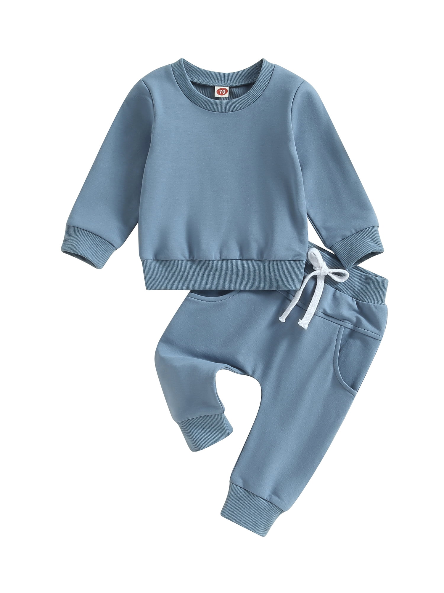 JYYYBF Casual Solid Color Infant Baby Clothes Fall Winter Outfits Long Sleeve Sweatshirt