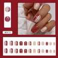 thumbnail image 1 of JYYYBF Christmas Press on Nails 24Pcs Short Fake Nails Glue On Square Nails with Bow Glitter Design, 1 of 9