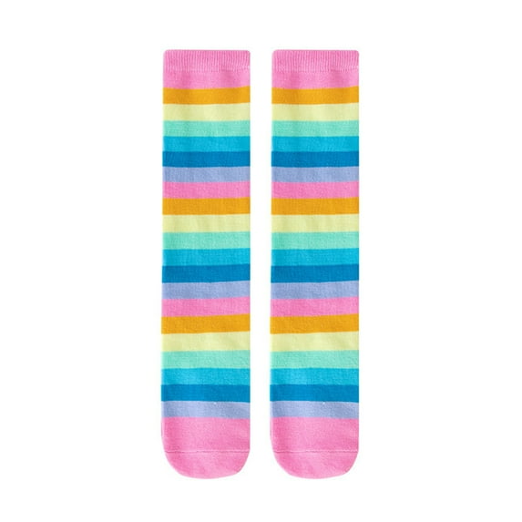 JYYYBF Girls Knee High Socks Funny Rainbow Socks Breathable Kids Tube Socks Party Stockings