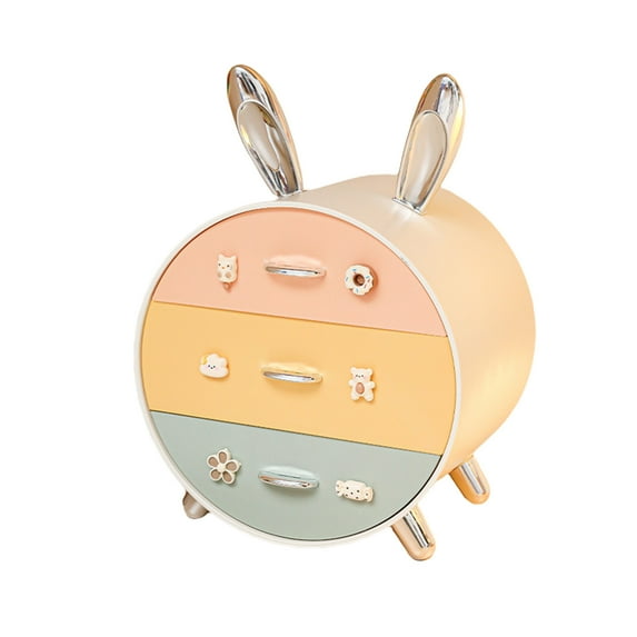 JYYYBF Hair Accessories Organizer for Girls Cute Bunny 3 Drawers Hair Clip Storage Holder Jewelry Box for Headband Hair Tie
