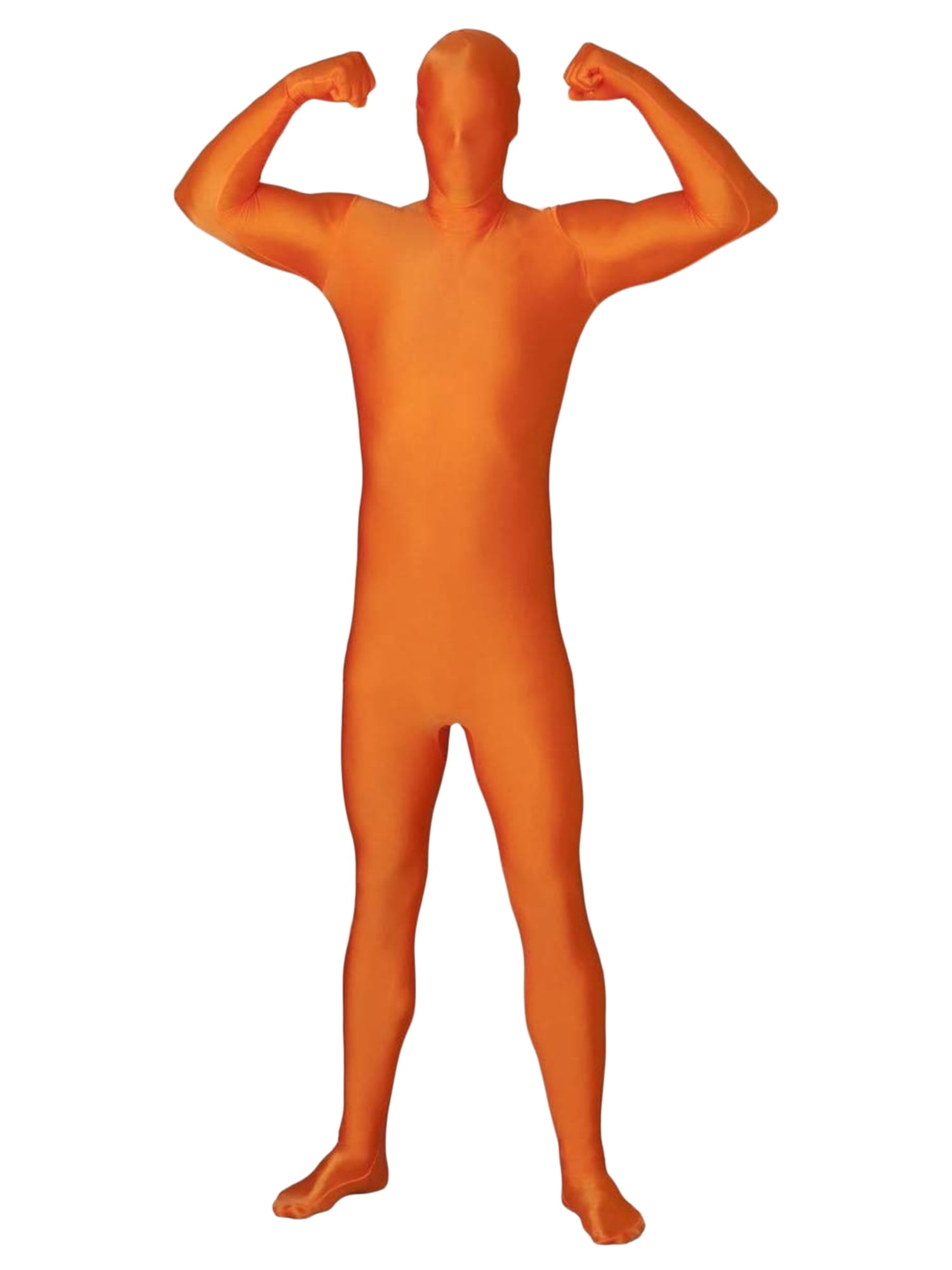 JYYYBF Halloween Full Bodysuit Adult Kids Invisibility Jumpsuit Spandex  Stretch Costume Chromakey Disappearing Body Suit Orange XL