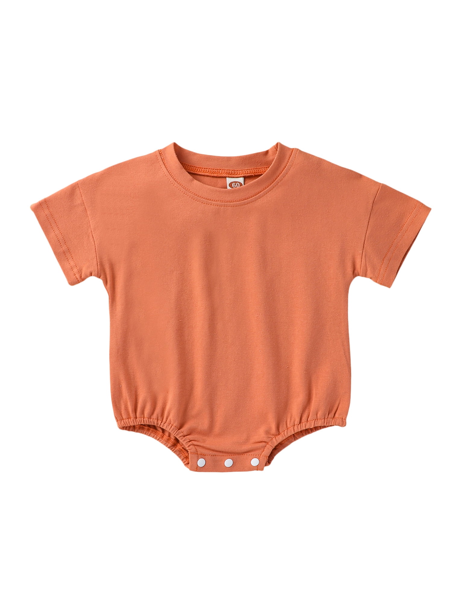 Unisex Baby Romper - Solid Color Oversized T-Shirt Style Bodysuit With Pocket, Short Sleeve (Newborn To 24M)