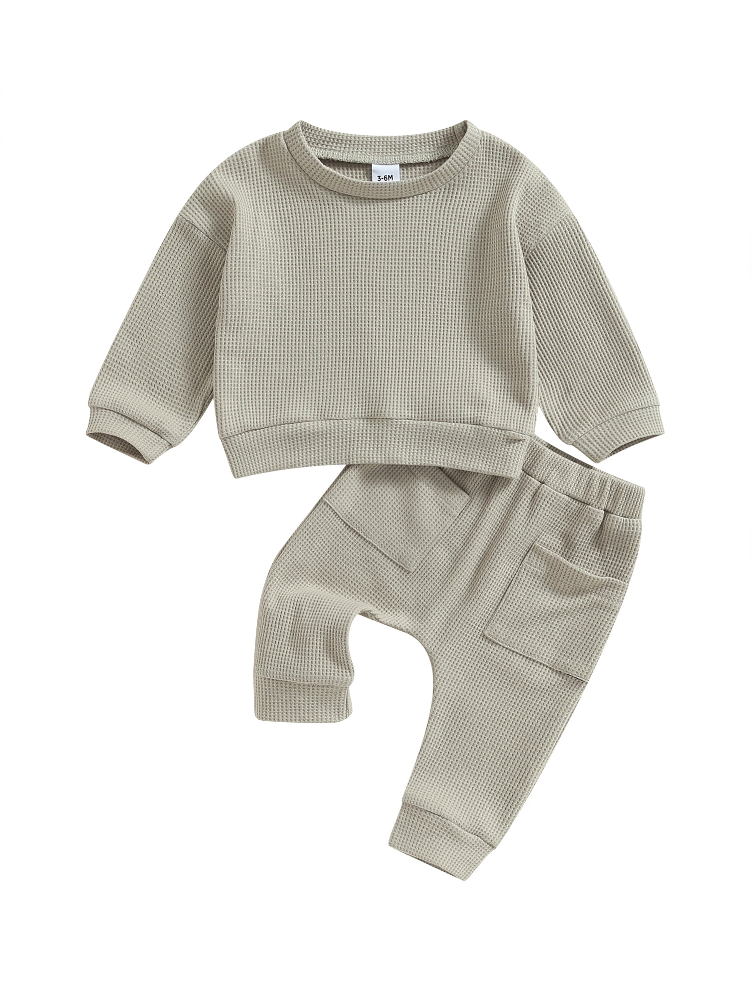 JYYYBF Infant Baby Boy Girl Waffle Clothes Solid Color Sweatsuit Unisex