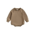 thumbnail image 1 of JYYYBF Infant Baby Girl Boy Sweatshirt Romper Solid Color Crewneck Sweater Jumpsuit Long Sleeve Bodysuit Tops, 1 of 6
