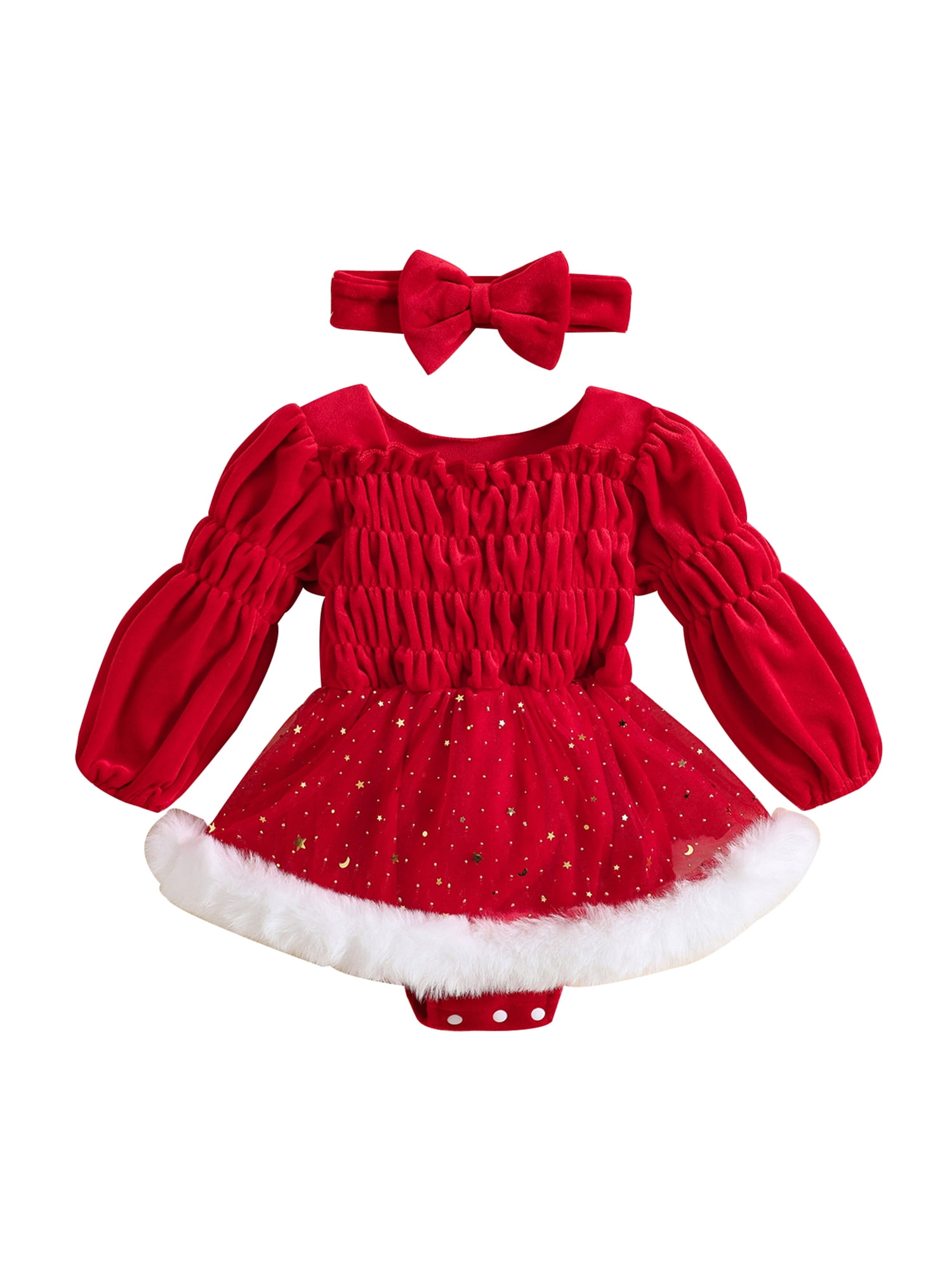JYYYBF Infant Baby Girl Christmas Clothes Casual Long Sleeve Plush Trim