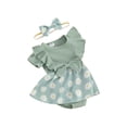 thumbnail image 1 of JYYYBF Infant Baby Girl Romper Dress Daisy Print Short Sleeve Round Neck Jumpsuit with Bow Headband, 1 of 6