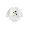 thumbnail image 1 of JYYYBF Infant Baby Plush Christmas Romper Boy Girl Funny Snowman Embroidery Bodysuit Long Sleeve Crewneck Playsuit, 1 of 6