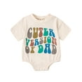 thumbnail image 1 of JYYYBF Infant Baby Summer Romper Letter Print Round Neck Short Sleeve Bodysuit for Boys Girls, 1 of 7