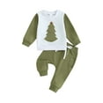 thumbnail image 1 of JYYYBF Infant Toddler Baby Boy Outfit Christmas Tree Embroidery Print Long Sleeve Sweatshirt Solid Color Long Pant Fall Winter Set, 1 of 6
