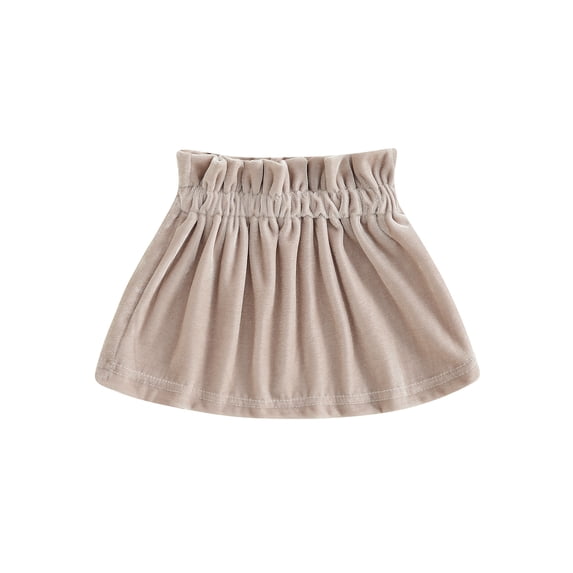 JYYYBF Infant Toddler Baby Girl Pleated Skirt Velvet Waist Mini Skirt Casual Solid Color Fall Party Princess Skirt