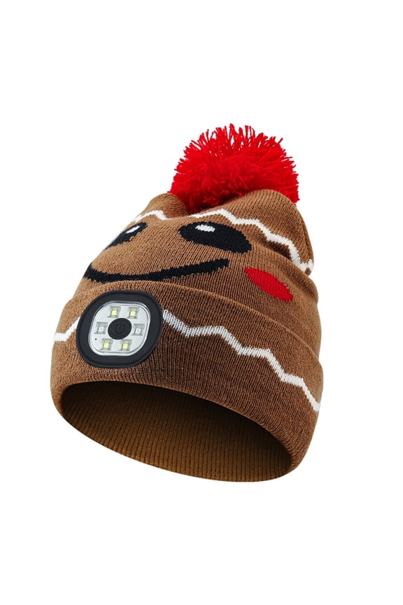 Kids Boys Girls Beanie Warm Hat with Light LED USB Rechargeable Headlight Winter Knit Hat