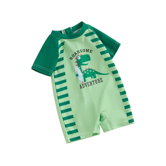 JYYYBF Kids Boys Summer Swimwear Casual Dinosaur Print Short Sleeve Monokini Swimsuit Beachwear Bathing Suit