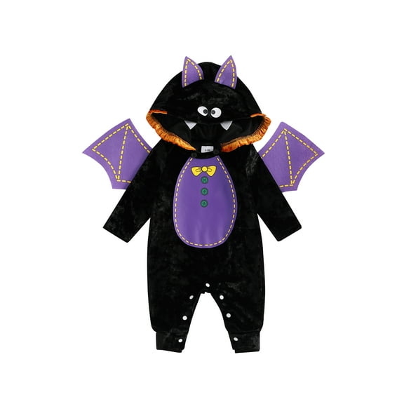 JYYYBF Kids Halloween Costume Long Sleeve Bat Jumpsuit with Removable Hat and Wings for Toddler Boys Girls Cosplay Party