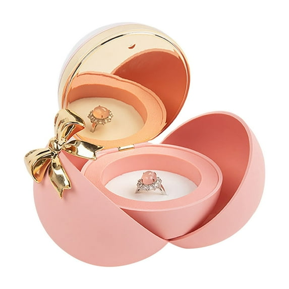 JYYYBF Magnetic Spherical Jewelry Box for Rings Bow Decor Magnetic Jewelry Organizer Box for Wedding Anniversary