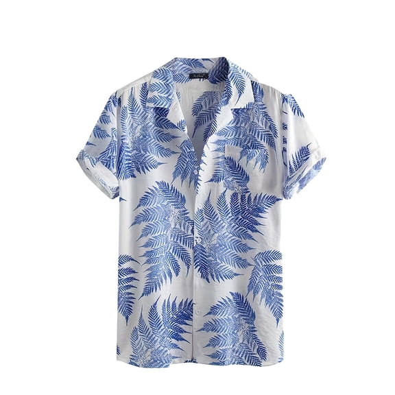JYYYBF Men Hawaii Beach Shirts Maple Leaves Print Short Sleeve Holiday Tops Turn-Down Collar Summer Casual Clothes