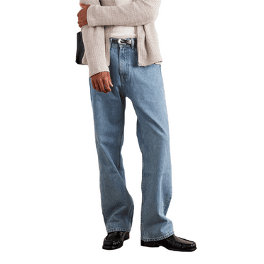 JYYYBF Men's Denim Pull-On Jeans Pockets Baggy Straight Leg Stretchy Full Length Leisure Trousers